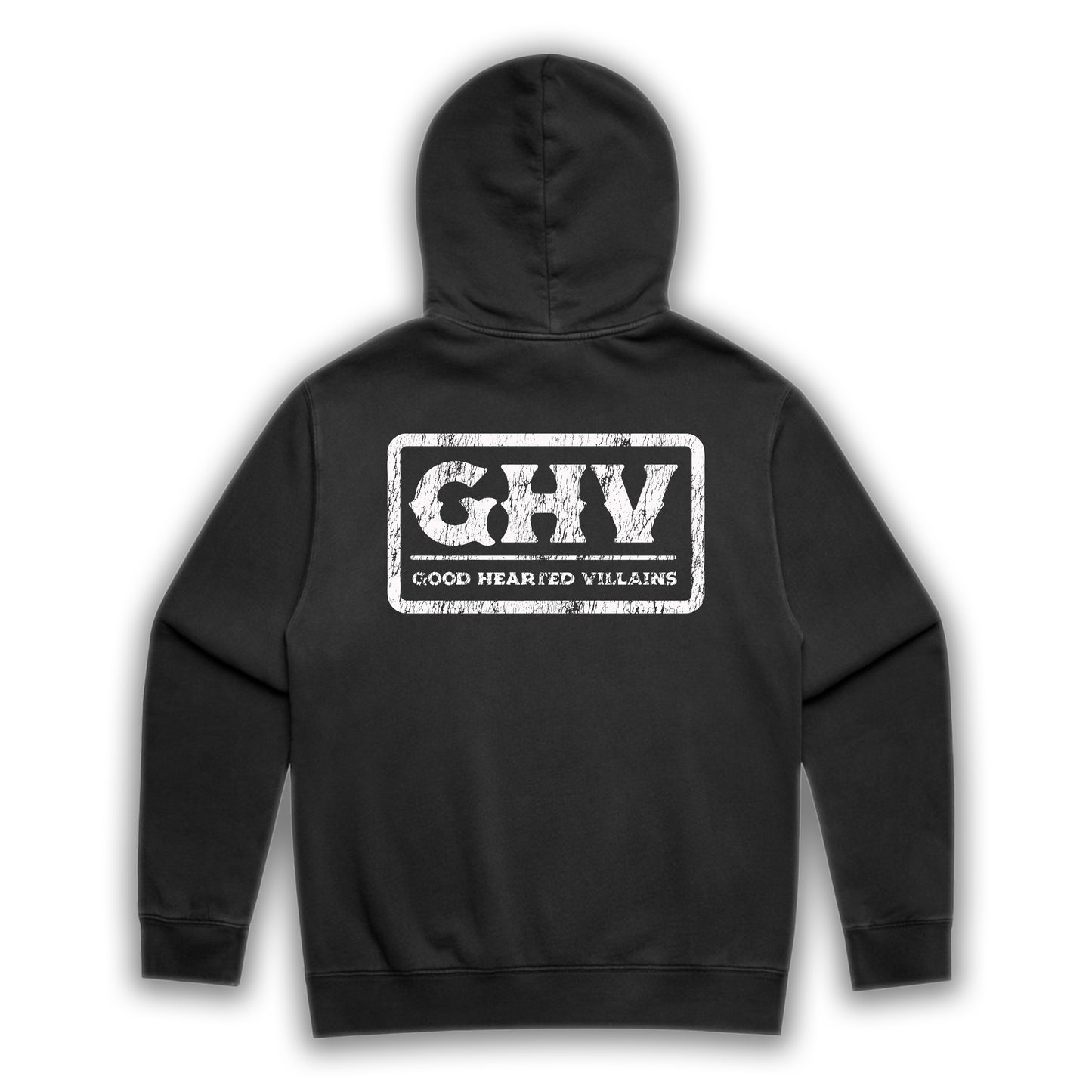 GHV Cracked Badge Black Faded Hoodie