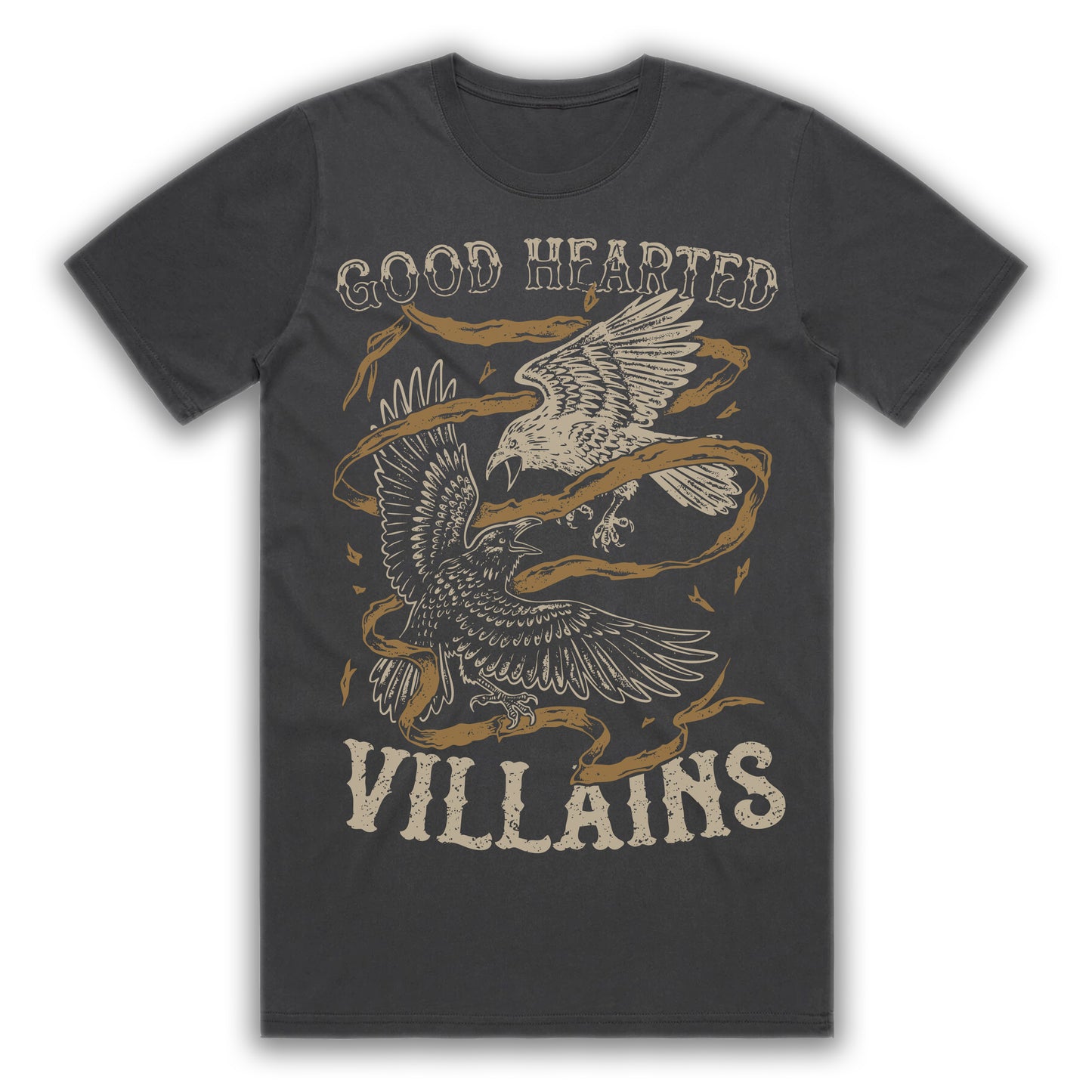 Light & Dark Black Faded T-Shirt ( Gold Ribbon )