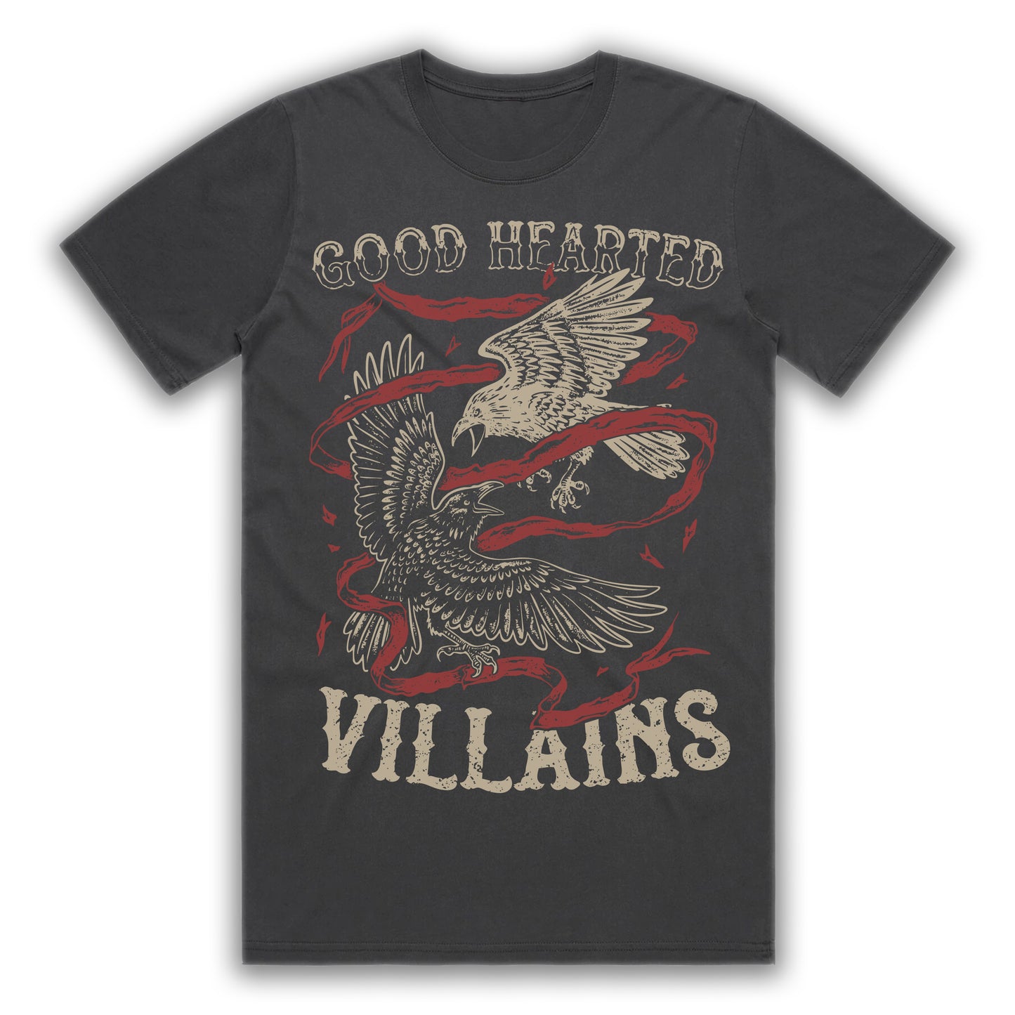 Light & Dark Black Faded T-Shirt ( Red Ribbon )