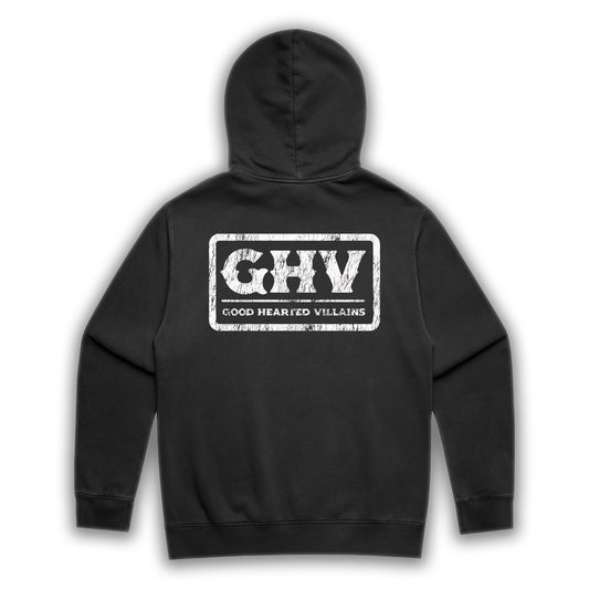 GHV Cracked Badge Black Faded Hoodie
