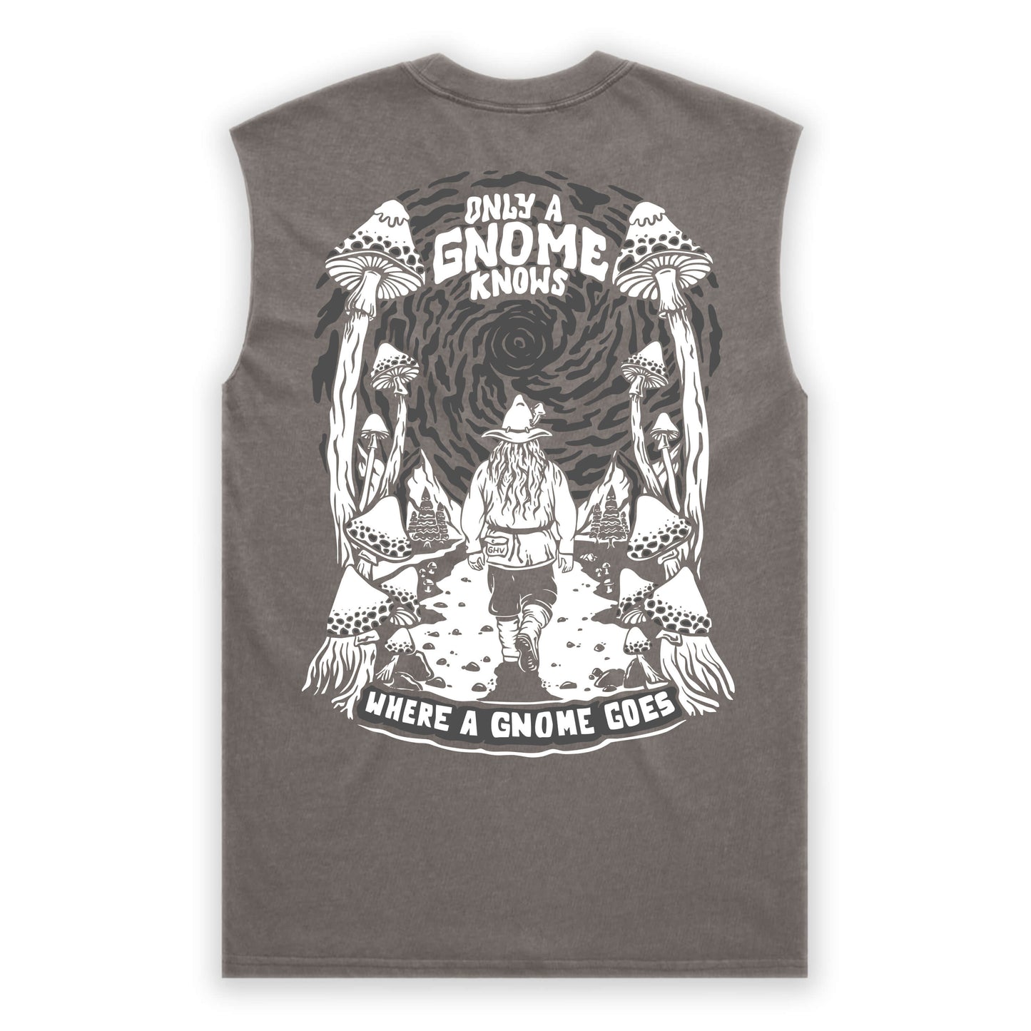 Gnome Knows Grey Faded Tank