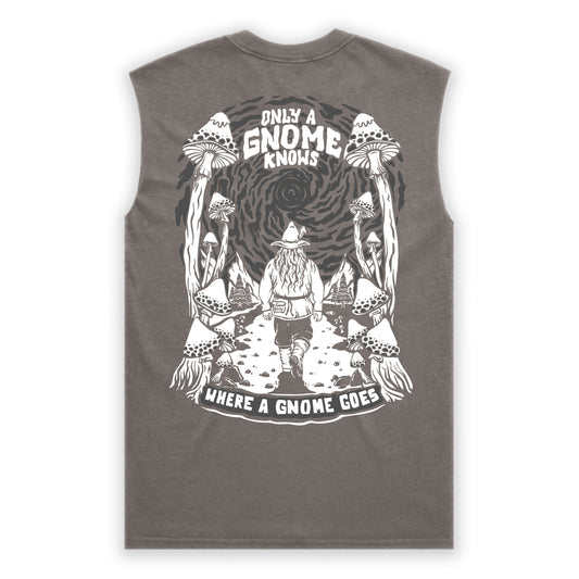 Gnome Knows Grey Faded Tank